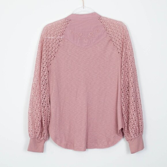 Free People Sweetest Thing Thermal Lace Long Sleeve Top Womens Size Medium - Picture 11 of 15